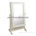 Leather jewelry mirror cabinet White